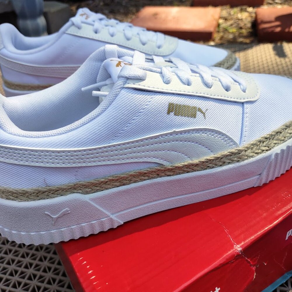 Puma Carina Espadrille Canvas Jute Platform Spring Summer Tennis Trainer 388389 - Picture 8 of 16